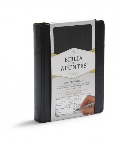 Biblia de apuntes Negro símil Piel, Con elástico RVR60
